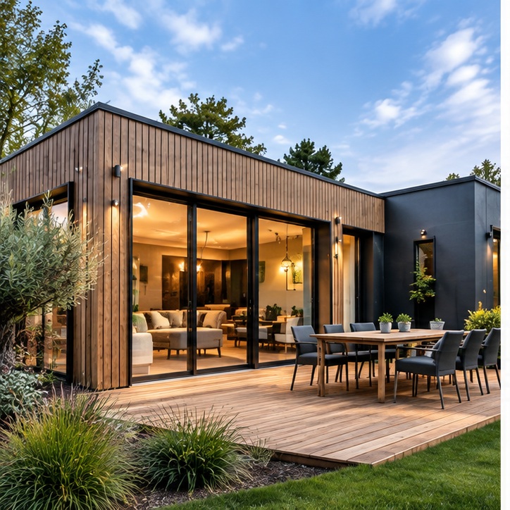 Extension contemporaine en ossature bois