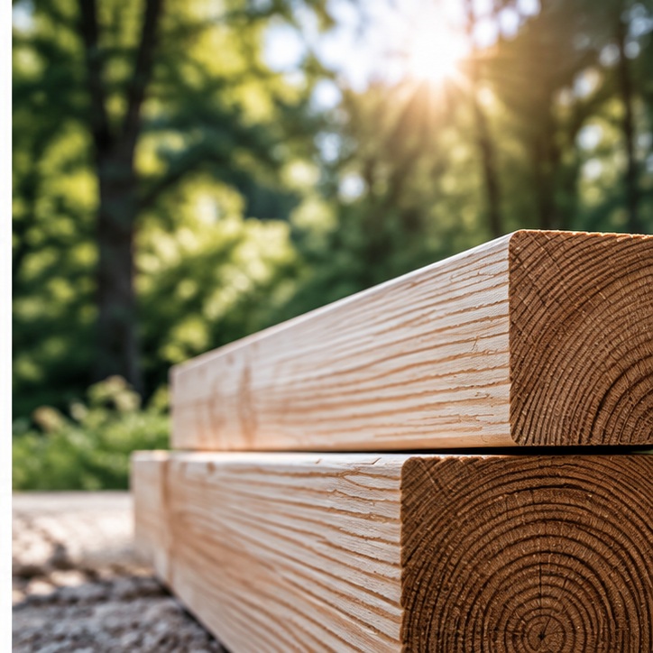 Pièces de bois massif illustrant un matériau renouvelable